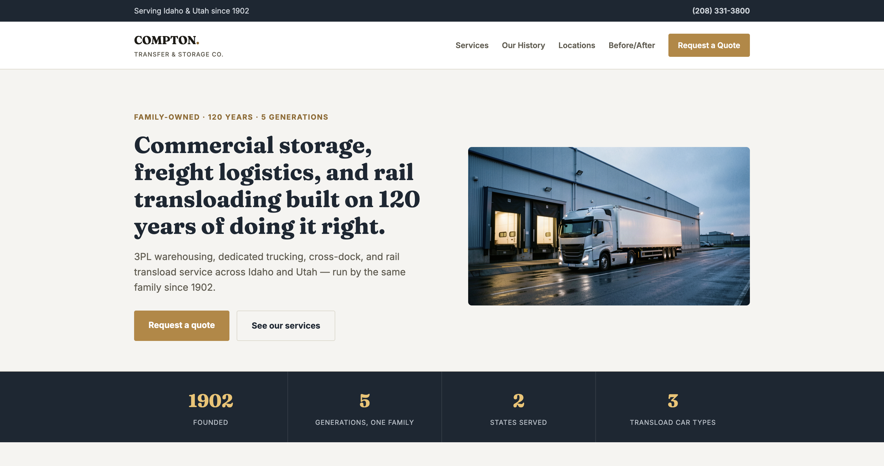 Redesigned Compton Transfer homepage