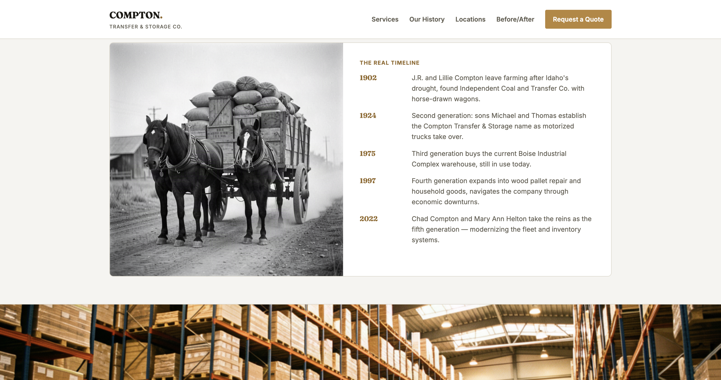 Redesigned history timeline
